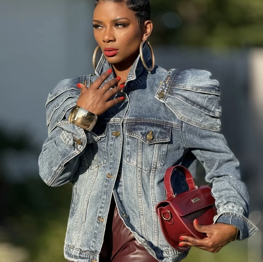 Unique Denim Jacket with Empire Shoulder Details ▪︎ Stonewash Blue ▪︎ LG - Picture 14 of 16